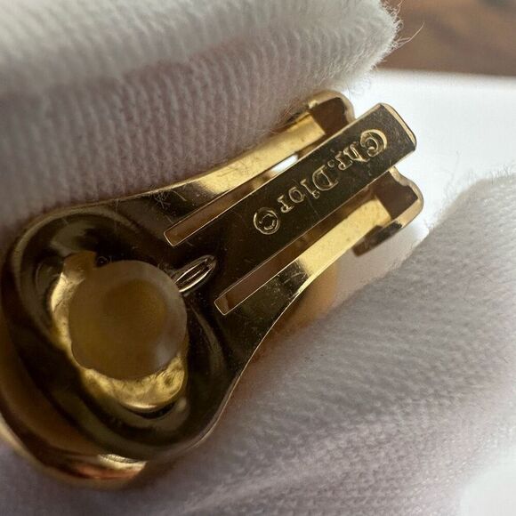 Dior Rhinestone Gold Tone Clip On Earrings - Picture 2 of 6